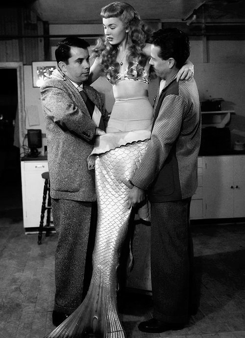 Ann Blyth into costume for Mr.Feabody and the Mermaid